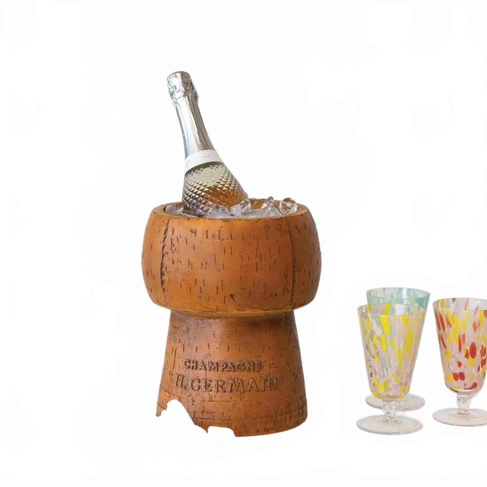NEW CREATIVE CO-OP cork shaped ice bucket in brown